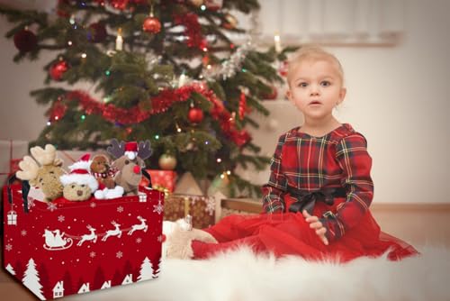 Image of Christmas Basket Red Storage Basket Gift Basket Rectangular BooksBins(Red Christmas)