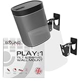 Sound Bass Play 1 Wall Mount, Black, Pair, Compatible with Sonos Play:1 Only, Twin Pack, Adjustable Swivel & Tilt Mechanism, 2 Mounting Brackets Includes All Fixings
