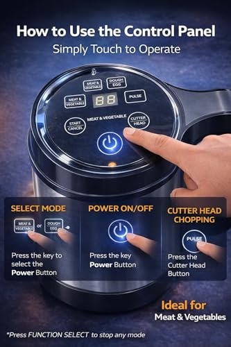 Image of Electric Chopper For Kitchen Use 800 Watts Powerfull 100% Pure Copper Motor | 7 Attachments With Touch Control | Food Processor, Meat & Vegetable Chopper (3 Liter)