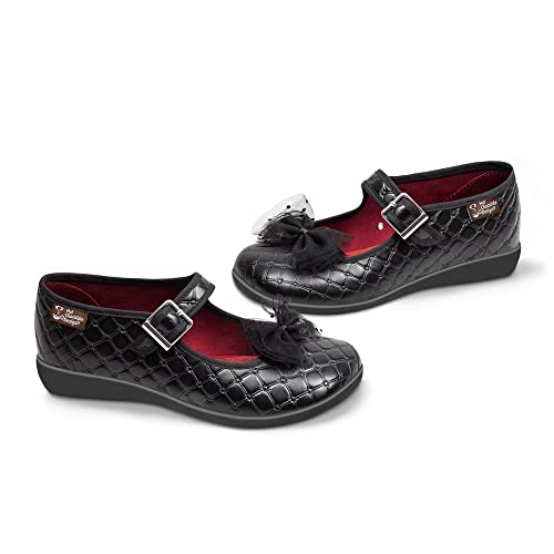 Image of Hot Chocolate Design Women's Mary Jane Flat Shoes - Mary Jane Flat Dress Shoes with Non-Marking Rubber Sole Adjustable Buckle-Strap, Adjustable Buckle-Strap and Cushioned Inner Sole with Arch Support