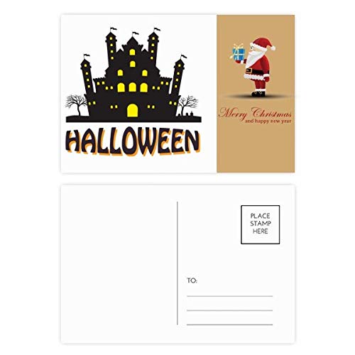 Cartes postales Halloween lot de 20 illustrations château de Père Noël pour correspondance