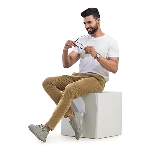 Image of BELANO Men Slim Fit Corduroy Cotton Stretch Chinos