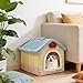 Baoblaze Cat Bed with Removable Washable Cushioned Pillow Cat House Semi Enclosed Pet Bed for Puppy Dog Kitten Pet Supplies, L