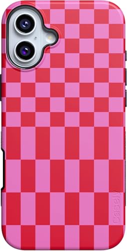 Casely iPhone 16 Case | Vibe Check | Pink Checkerboard | Bold Protective Design | Compatible with MagSafe