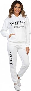 Embossed WIFEY Hoodie and Joggers Matching Set - Cozy Couples Loungewear, Perfect for Honeymoon, Anniversary, Gift
