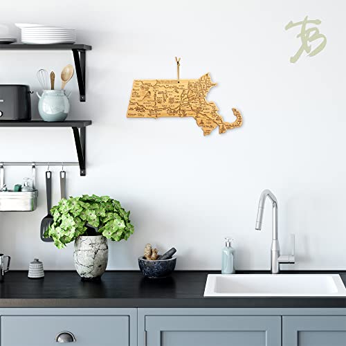 Totally Bamboo Destination Massachusetts State Shaped Serving And Cutting Board, Includes Hang Tie For Wall Display #TOP2