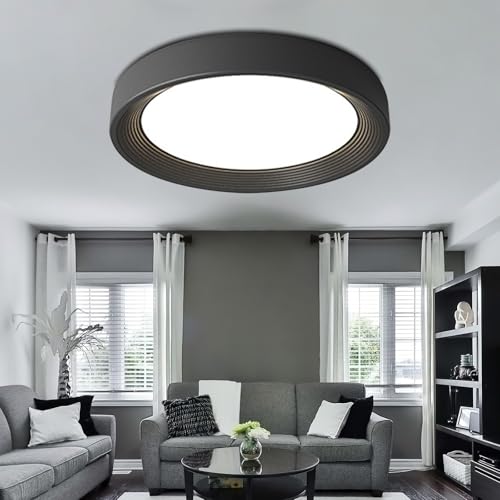 Plafonnier noir de style Shell 4500K rond avec finition haut de gamme - 2