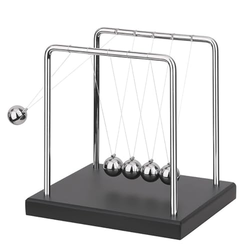loyfreeyo ニュートンのゆりかご 振り子 知育玩具 学習玩具 ニュートン クレードル バランスボール 科学 物理学 ガジェット デスクトップ デコレーション キネティックモーション おもちゃ 自宅やオフィス用 部屋装飾 インテリア (シルバー,ビー