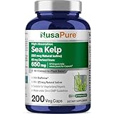 NusaPure Sea Kelp Natural Iodine 325mcg 10:1 Extract, 65 mg Equivalent to 650 mg Capsule 200 Count (Non-GMO, Vegan)