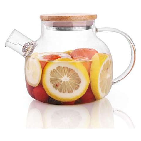 CnGlass Glass Teapot Stovetop Safe,20.3 oz Clear Teapots with Removable Filter Spout,Teapot for Loose Leaf and Blooming Tea Cover