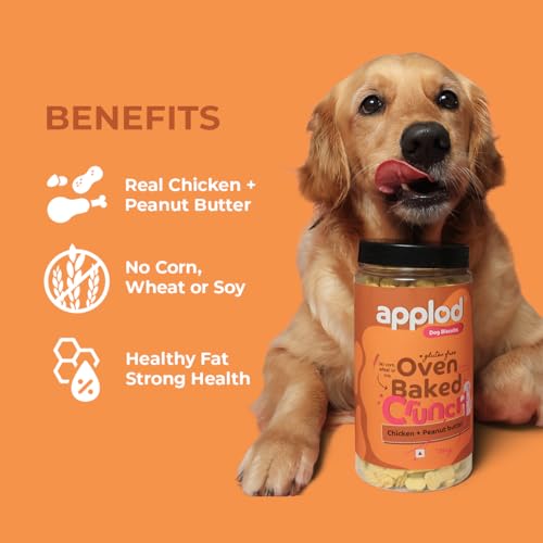 Image of Crunch-a-Licious Chicken & Peanut Butter Dog Biscuits for Puppies & Adult Dogs | Gluten-Free Crunchy Treats Made with Real Chicken Protein | Healthy Training & Reward Snacks | 800g