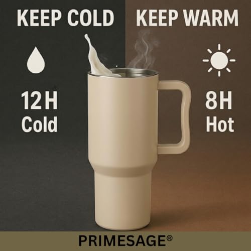 Image of PRIMESAGE Tumbler with Straw Sipper Water Bottle for Adults Sipper Tumbler Bottle Insulated | 1200ML Almond Birch