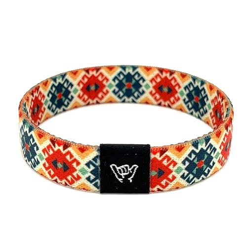 Hang Loose Bands - Southwestern Bracelet for Men, Women & Teens - Comfy Tribal Print and Boho - Western Style Reversible Wristband - Desert Bloom | Medium: 7.5" (for large wrists)