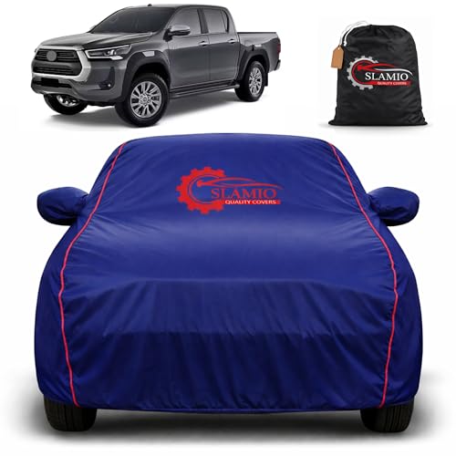 Image of Car Cover for Toyota Hilux | 100% Waterproof Heavy-Duty 3-Layer Car Body Cover | All-Weather Rain, UV, Sun & Dust Protection | Custom Fit | Mirror & Antenna Pockets | Navy Blue
