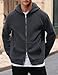Herberton Men's Fashion Solid Hoody Cozy Comfort Hoodie Zipper Corduroy Long Sleeve Zip Full Zip Retro Coat Charcoal XXL