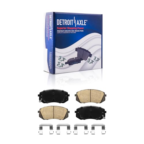 Image of Detroit Axle - Front Brake Pads for Hyundai Sonata Tucson Kia Sportage Cadenza Soul EV Rondo, Ceramic Brake Pads w /Hardware Replacement