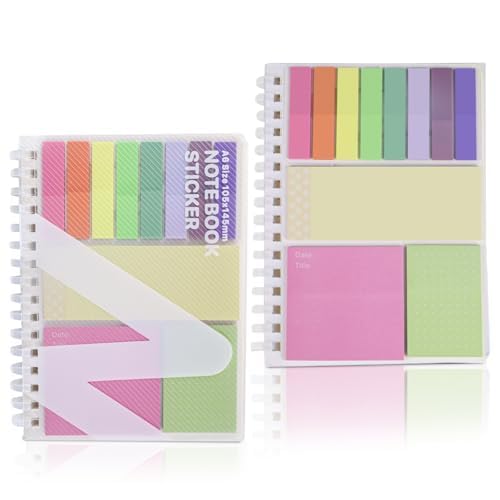 – 2 Pack Multi-Functional Sticky Note Set with Bible Tabs 440 Transparent Post it Notes 120 Page Notebook for Bible Study Office Supplies (Color)