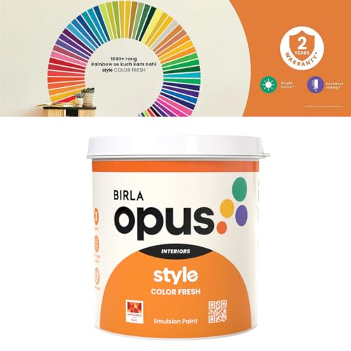 Image of Birla Opus Style Color Fresh Interior Emulsion Paint - Smooth Matte Finish, Low Odor, 24-Month Warranty 10 Litre