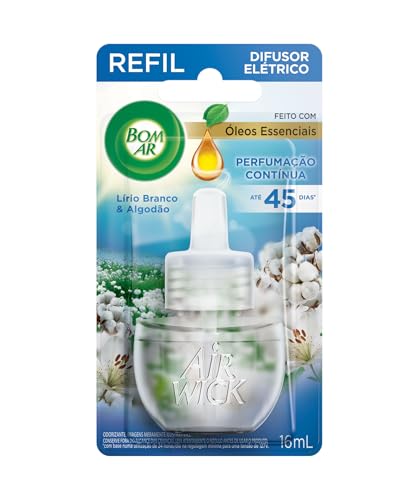 Bom Ar Difusor Elétrico Lírio Branco e Algodão Refil 16ml