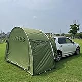 WGM新登場 防災対策トランクテント車中泊テントキャンプ 日よけ 防水・UV機能 メッシュ窓付き リアゲート ハッチバック 車と連結 屋根シート付 簡単設営 キャンプ 日よけ アウトドア 地震 台風 防災グッズ (3*1.5*2.1M,グリーン)