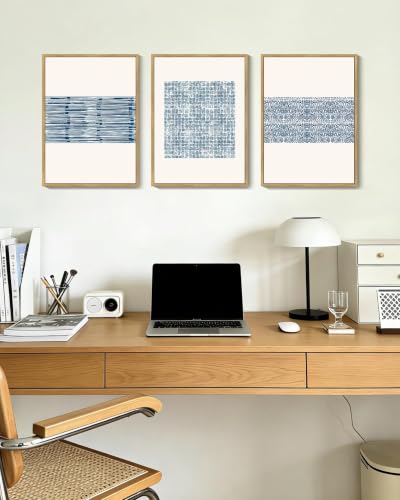 PHOPAGO Blue Abstract Framed Wall Art 11x14in Natural Framed - image 8