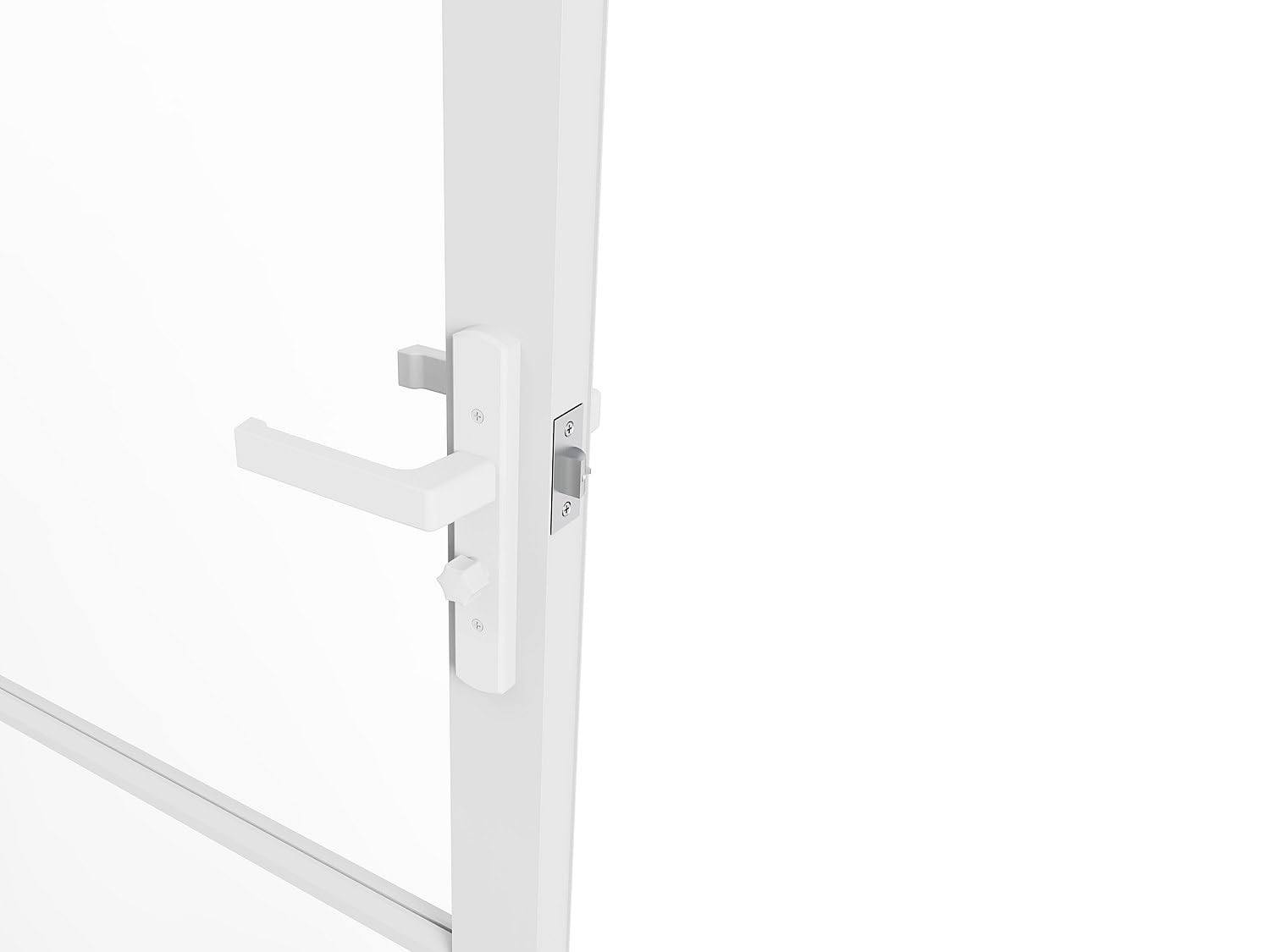 Vente-unique - Bloque de puerta reversible de aluminio y cristal templado – 204 x 83 cm – Blanco – Maseru