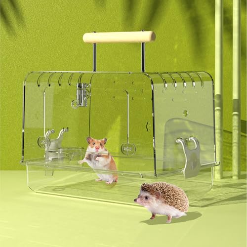 Bissfester Hamsterkäfig aus Acryl mit tragbarer Konstruktion, Leichter Transportkoffer für Hamster, geeignet für kleine Haustiere, Golden Bears, Chinchillas, für den Außenbereich
