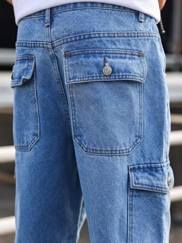 Image of TAGAS Men Relaxed FIT Denim Jeans | Cargo Denim Jeans | Multi Pocket Jeans Pant for Men | Men Loose Fit Denim Jeans |