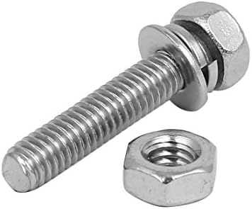sourcingmap M4 x 20mm 304 Stainless Steel Phillips Hex Head Bolts Nuts w Washers 15 Sets