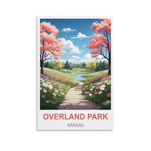 JYICUNCH Overland Park Kansas Vintage Travel Poster 20x30inch(50x75cm) Canvas Prints Wall Art Paintings Pictures for Living Room Bedroom Decoration