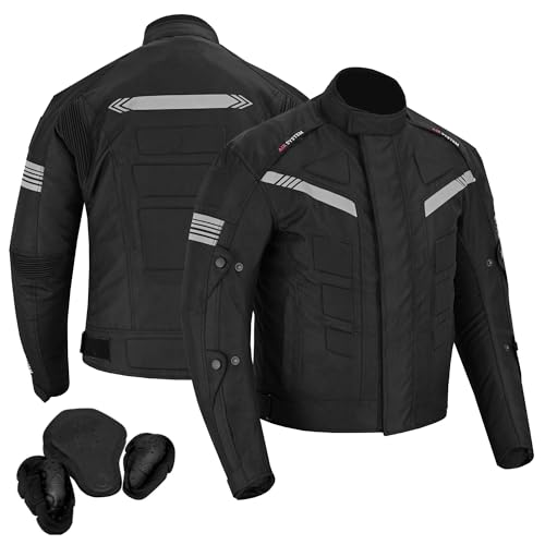 Hive Moto Mens Motorbike Jacket Waterproof CE Armoured For Bikers Mens Boys Coat (US, Alpha, X-Large, Regular, Regular, Black)