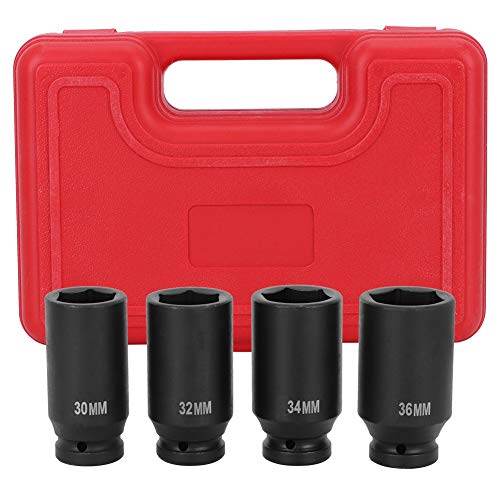 Douille de Roue, 4Pcs Douille à Écrou en Acier Chromé Douille Hexagonale 1/2" Douille de Roue Arrière Avant pour Voiture Garage 30mm 32mm 34mm 36mm Cover