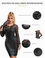 sunshinelady Große Größen Lederkleid Damen für Mollige Frauen S-2XL Kleid – Ansicht 5