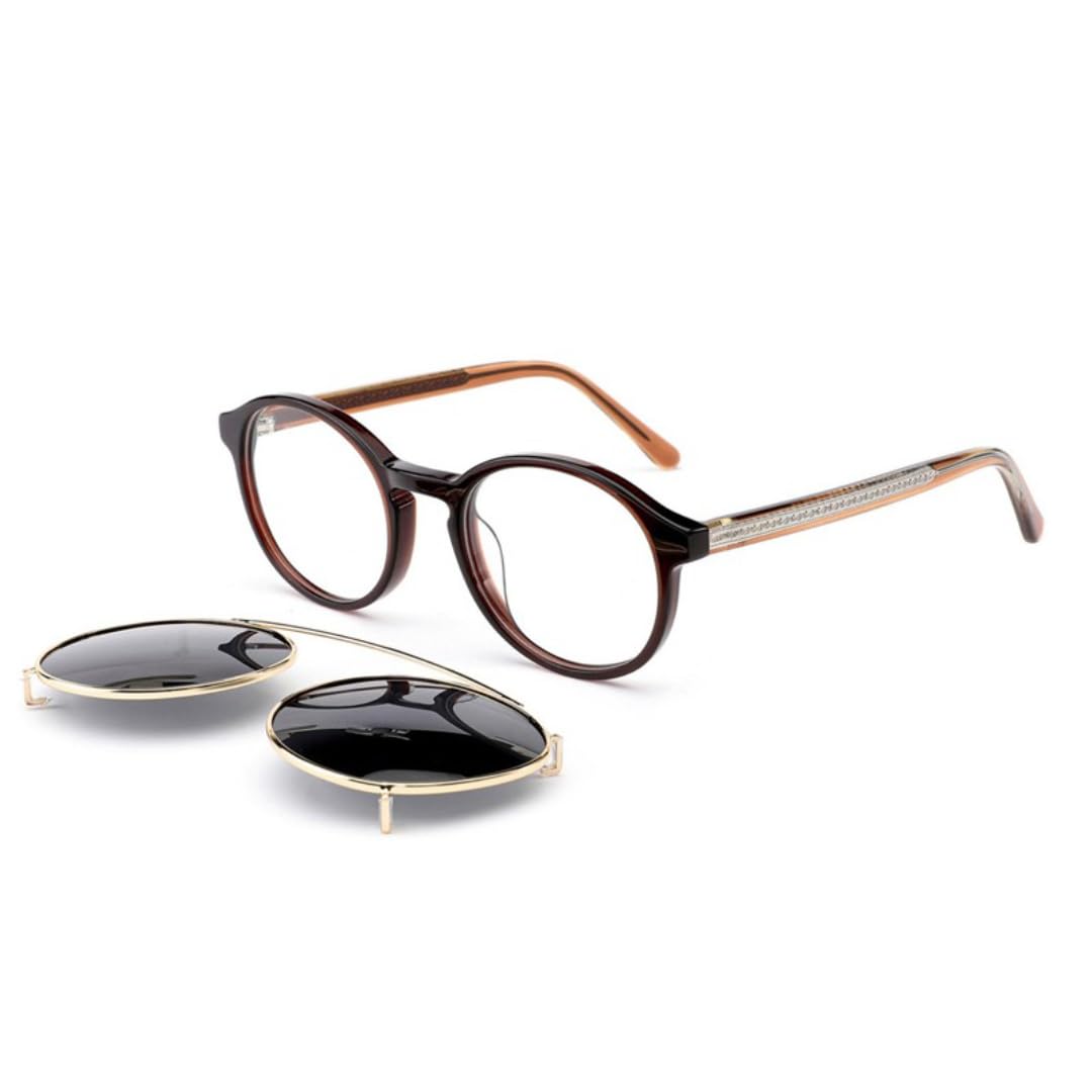 Runde polarisierte Sonnenbrille mit Magnetclip für Damen und Herren
