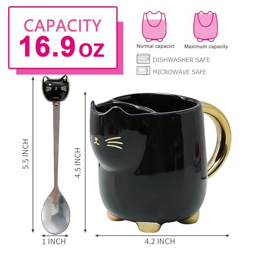 Mug de Cerámica con Diseño de Gato 17oz Negro miniatura 3