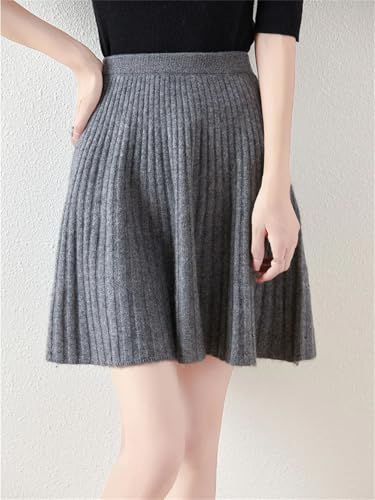 Women's Merino Wool Mini Business Skirts Solid A-Line Knitted Fashion Preppy Skirt3