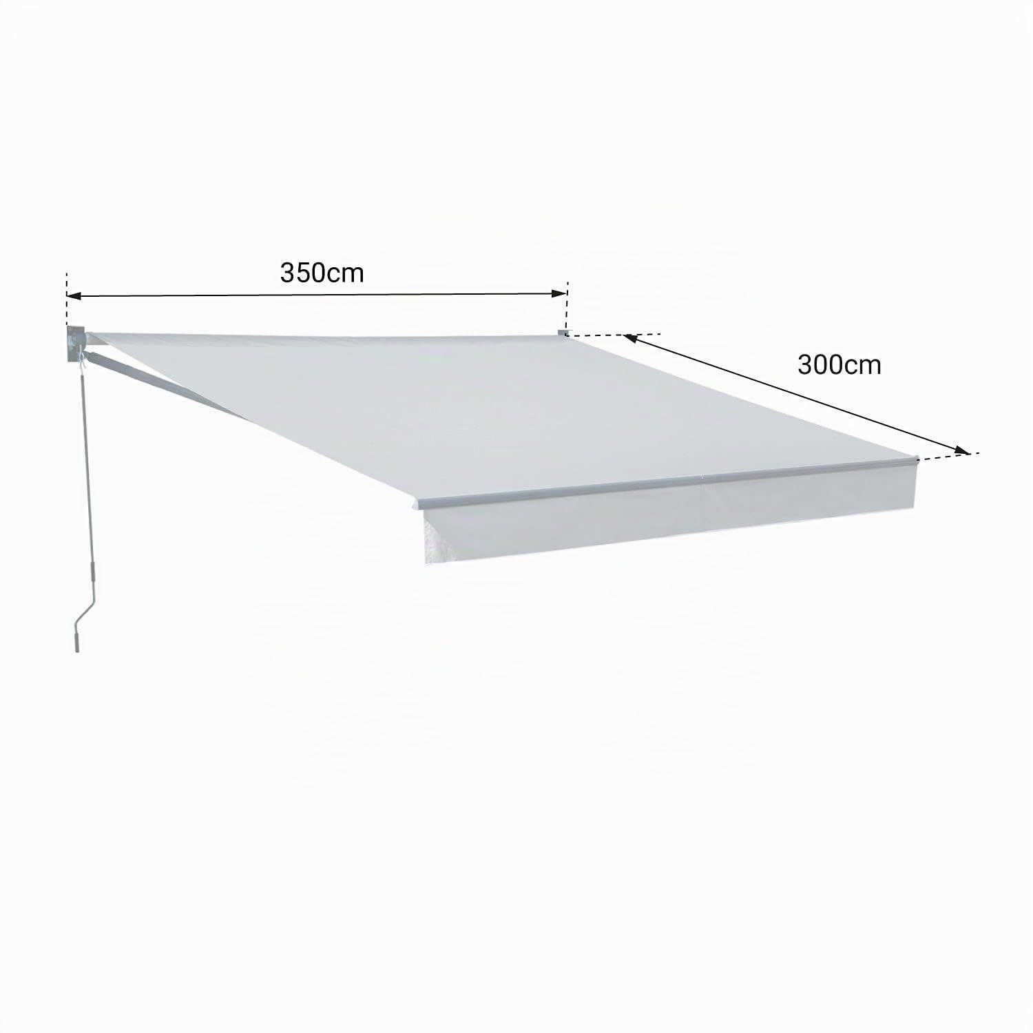 Store banne Saule 3,5 × 3m - Toile rayée Blanche/Grise et Structure Blanche