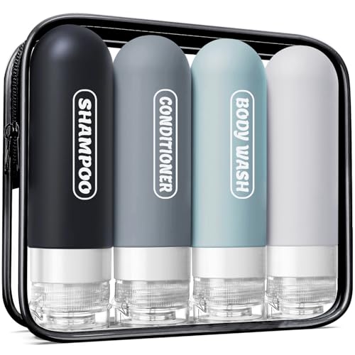 Silicone Travel Bottles for Toiletries with Labels, 3oz TSA Approved