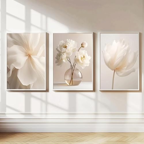 Affiches botaniques florales pour décoration salon, toile pivoines beiges nordiques 20x35cm