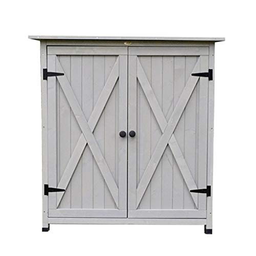 BTCS-X® Storage Shed 118cm（46in） Storage Sheds Outdoor-storage Racks-for Electrical Equipment And Garden Tools, Outdoor Warehouse Of Natural Wood, Waterproof (Color : Gray)