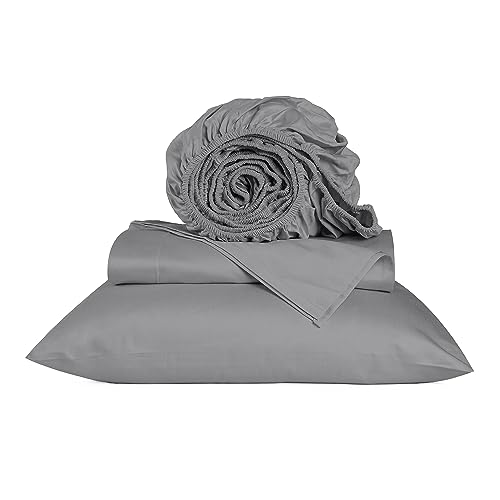 URBANHUT 800 Thread Count Egyptian Cotton Sheets Twin Size, Long Staple Sheets Set for Twin Size Bedding, 3 Pc Bed Sheet Sets, Luxury Hotel Sateen Sheets Fits 16" Deep Pocket - Dark Grey