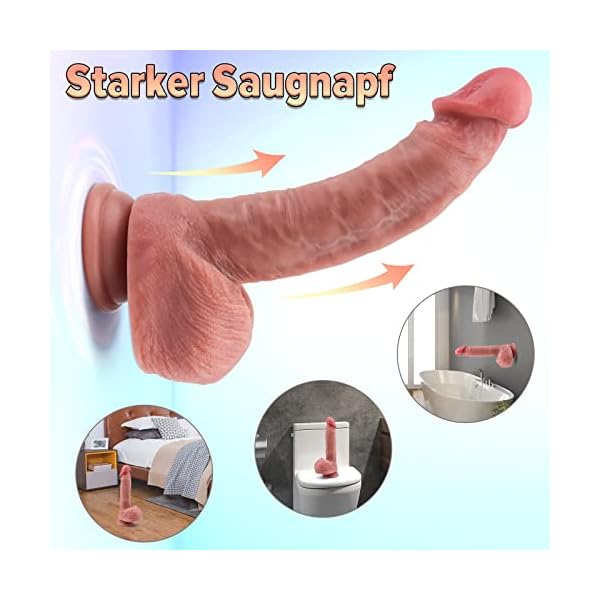 21cm Realistischer Dildo Groß, Sexspielzeug für Frauen für Vagina G-Punkt Stimulation, Flüssiges Silikon Anal dildo für die Frau und Männer, XXL Dildo, Starker Dildo Saugnapf, Didloschwanz für Frauen – Bild 5