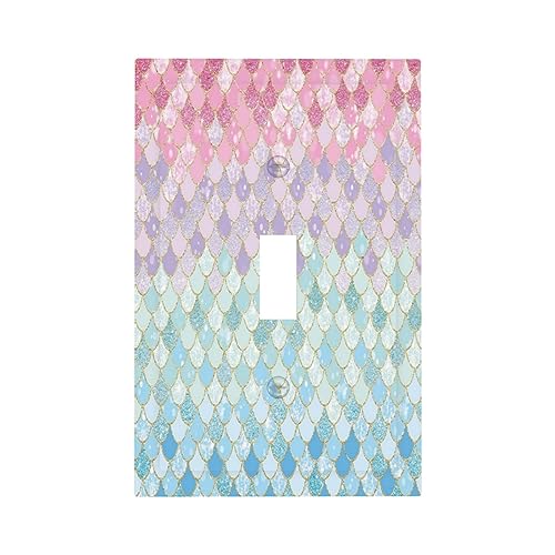 Xuejiaku XUEJIAKU0719 Colorful Mermaid Scales 1 Gang Light Switch Cover Decorative Single Toggle Wall Plate Electrical Switchplate Home Decor For Girls Bedroom Kids Baby Nursery Living Room Decorate thumb #1
