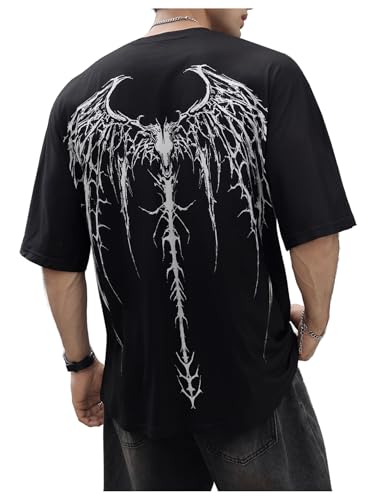 SOLY HUX Men's Gothic Crewneck T-Shirt Vintage Graphic Tees Short Sleeve Tops Streetwear