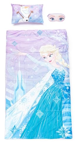 Jay Franco Disney Frozen Let It Go 3 Piece Sleepover Set - Cozy & Warm Slumber Bag with Pillow & Eye Mask