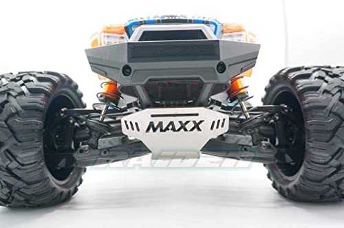 Image of V2 Stainless Steel Chassis Skid Plate Protector Guard Armor Front + Center + Rear 5pcs for Traxxas V2 1 /10 Newest Wide Maxx 89086-4 - Hollow