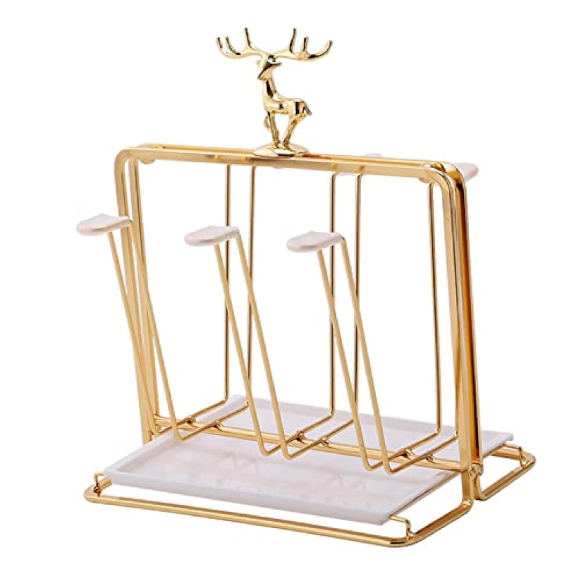 Stylish Mug Drying Rack Holder, Golden Display Stand