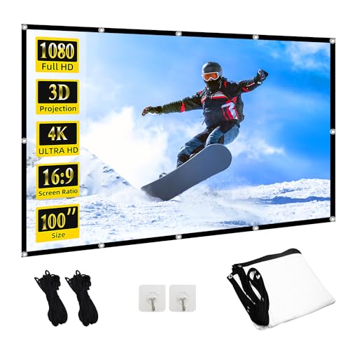 Wootfairy 100 inch Projector Screen, Foldable and Portable Projection Screen