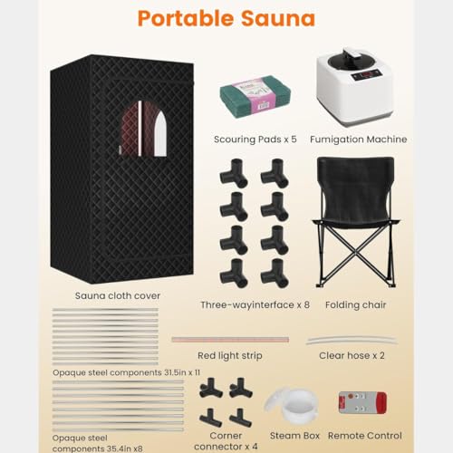 Image of Essensolife Sauna Box,Portable Steam Sauna for Body Relaxation,Portable Personal SPA Steam Tent with 4L /1500W Steamer, 1 Year Warranty /9 Levels Temp Control,Indoor,Outdoor Steam Sauna (Large)