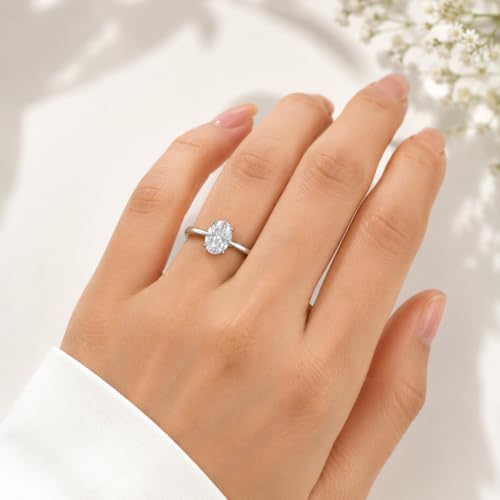 Image of 1 Carat Oval Solitaire Moissanite Ring for Women & Girls | 925 Sterling Silver with 18K Gold Plating | Engagement, Wedding, Anniversary, Birthday, Diwali Gift | Everyday & Office Wear Jewelry